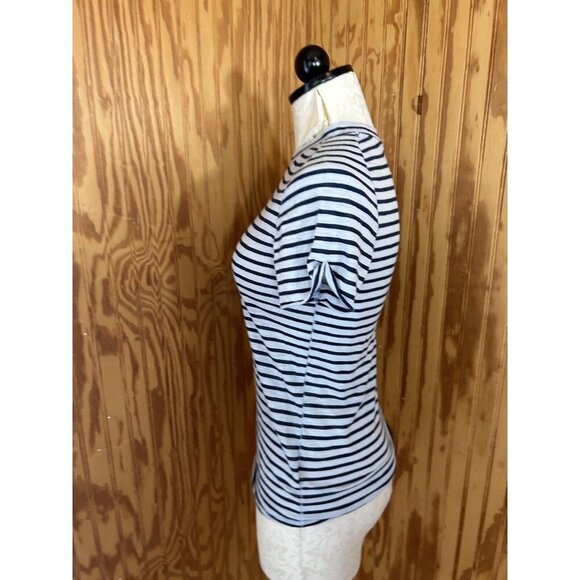 We The Free People T-Shirt Pullover Top Knit Short Sleeve Blue Striped Size M - Picture 4 of 9